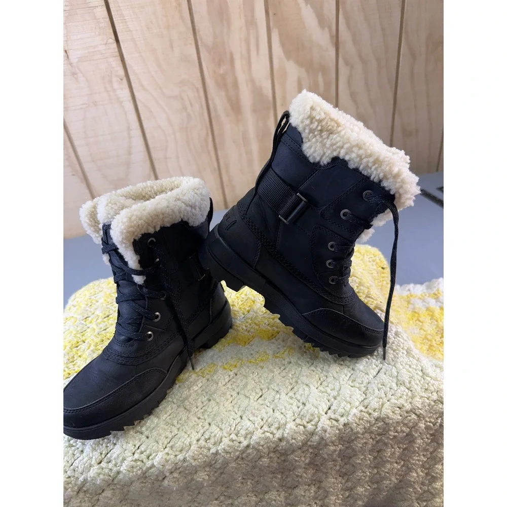 Sorel Lennox Moto Black Leather Shearling Waterproof Winter Boots NL4471-010‎ 6